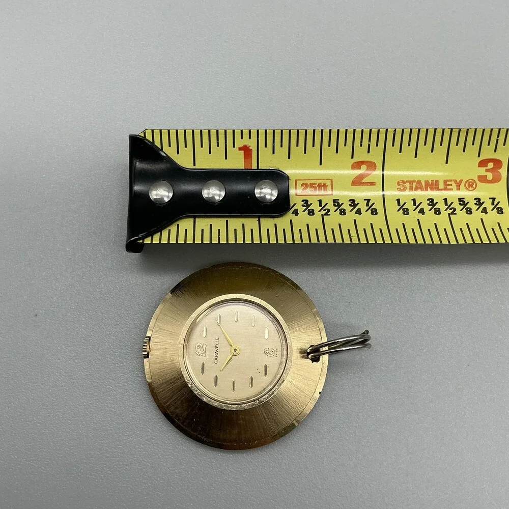 Vintage Caravelle Pendant Watch Women 36mm Gold Tone Manual Wind Swiss